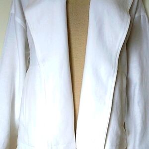 EILEEN FISHER Jacket Organic Slub Tencel Loose Fit White POCKETS Luxury